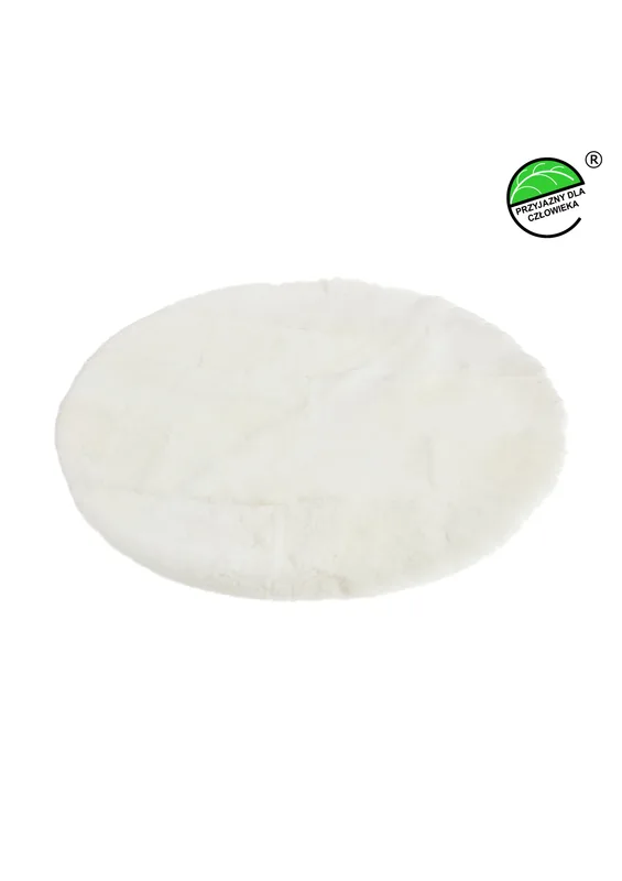 Naturalny okrągły dywan/mata z owczej skóry Ø100cm Biały — VANUBA