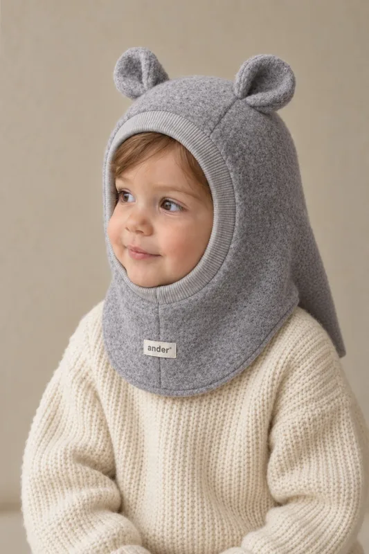 Kominiarka dziecięca ARCTIC BEAR z wełny merino – szary — WANT