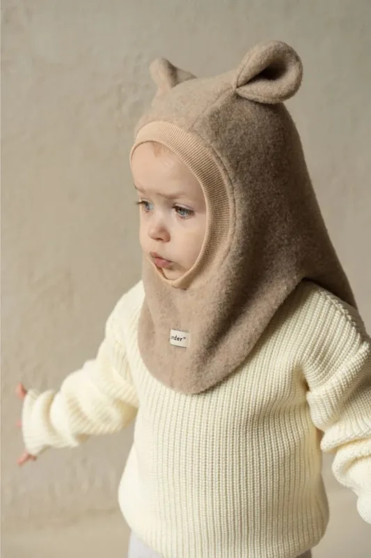 Kominiarka dziecięca ARCTIC BEAR z wełny merino – beżowy — WANT