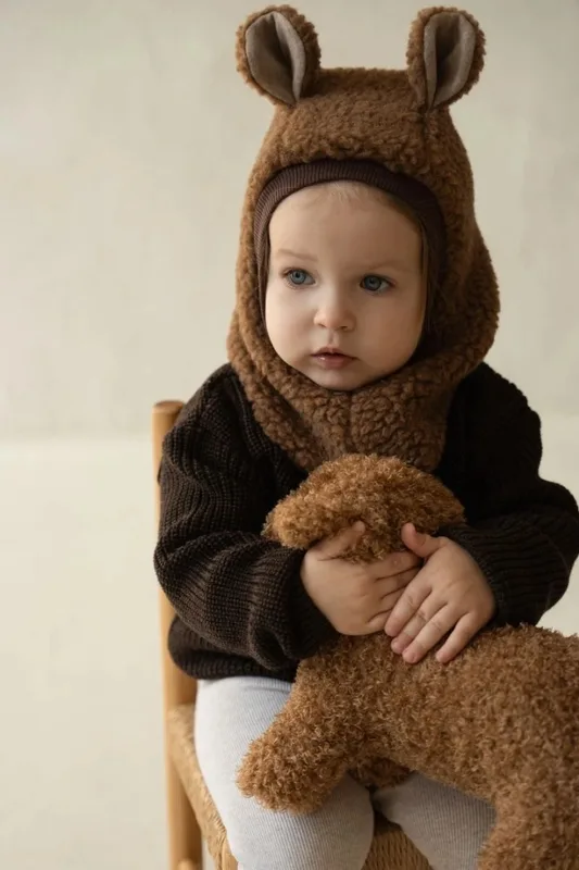 Kominiarka dziecięca YETI z wełny merino – camel — WANT