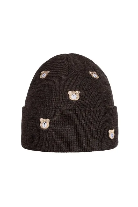 Czapka LITTLE BEAR 100% wełny merino brązowy — WANT