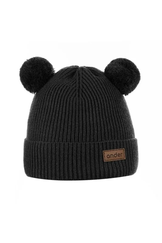 Czapka dziecięca TEDDY 100% wełna merino czarny — WANT