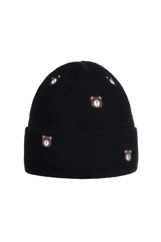 Czapka LITTLE BEAR 100% wełny merino czarny — WANT