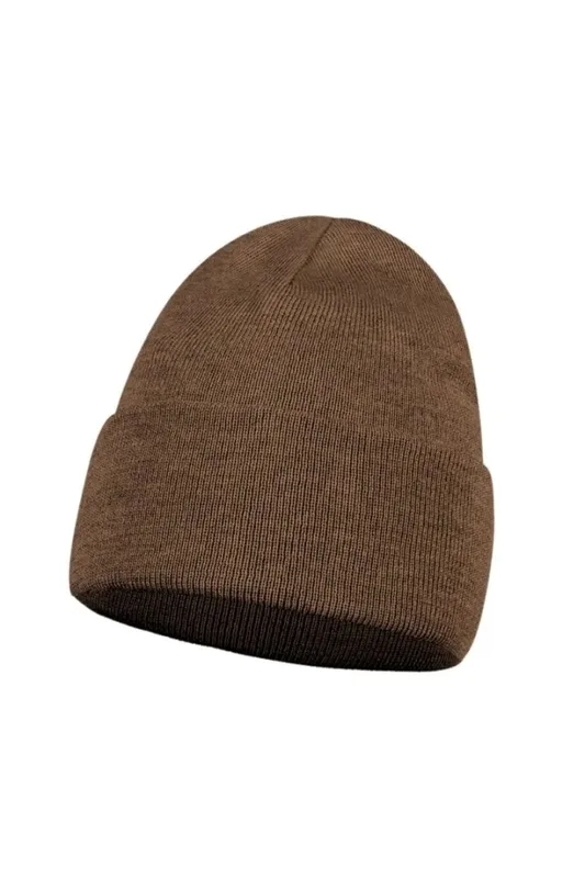 Czapka damska beanie z wełny merino 100% – NAOMI czekoladowy brąz — WANT