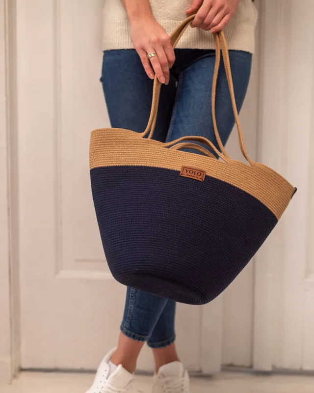 Torba Ania Granatowa z karmelem — YOLO Bags by JO