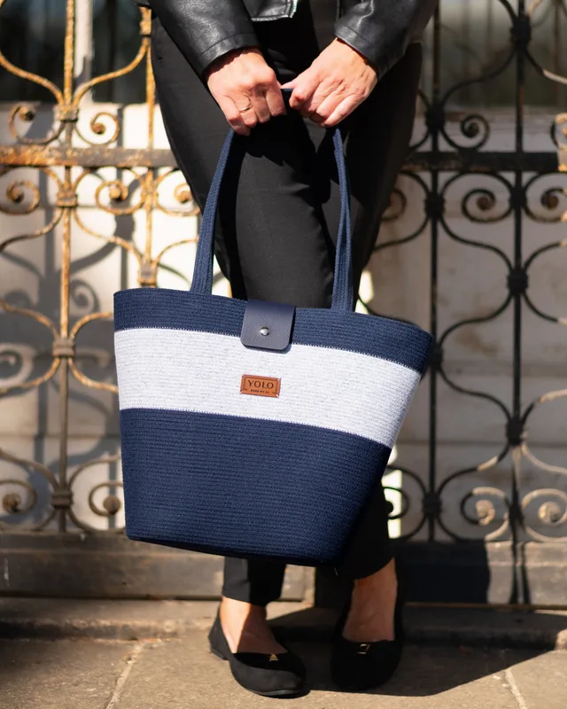 Ewa Granatowa duo z klapką 2 — YOLO Bags by JO