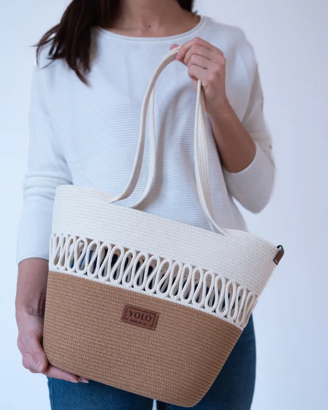 Ażur karmel z bawełną — YOLO Bags by JO