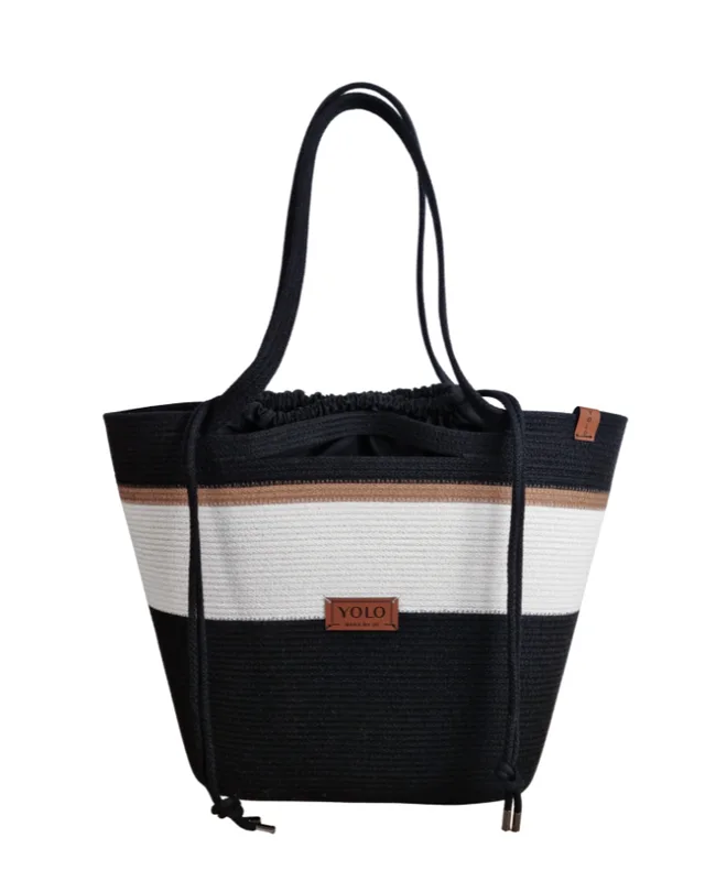 Paula Czarna z ecru i karmelem — YOLO Bags by JO