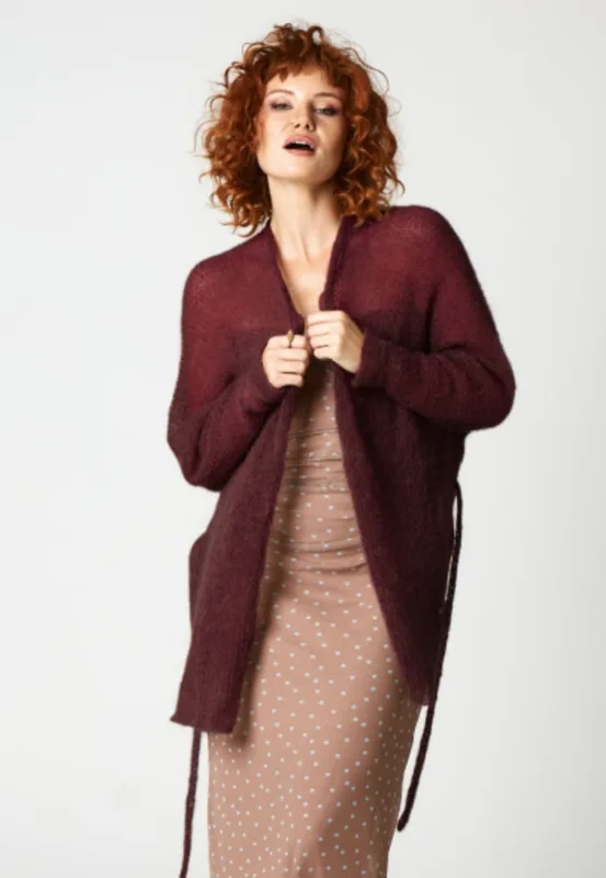 Kimono wiązane oversize z alpaki Wino — You by Tokarska