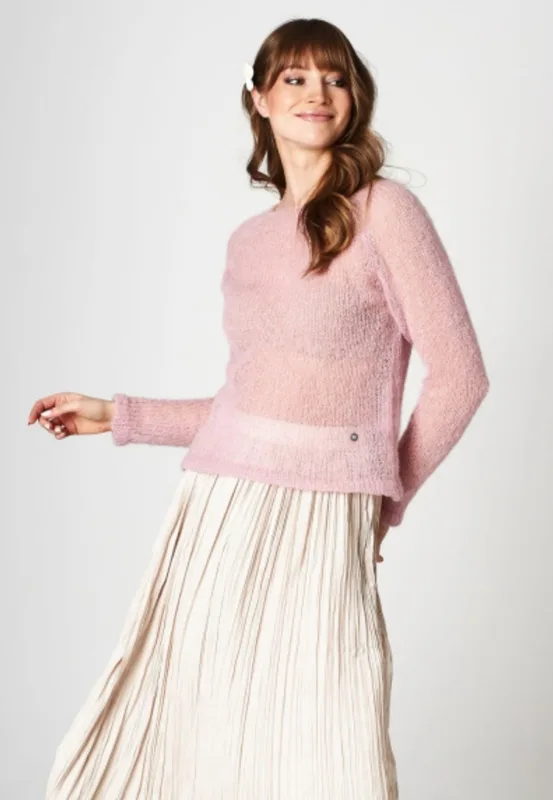 Lekki sweter mgiełka z wełny alpaki Bali Jasny róż — You by Tokarska