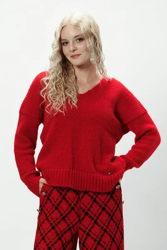Sweter z wełny alpaki Mia Czerwony — You by Tokarska