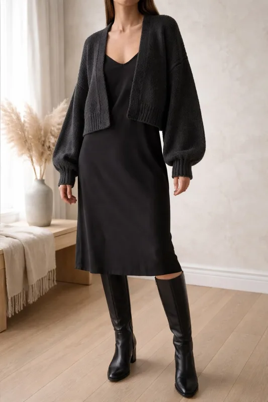 Kardigan wełniany oversize Rosalia Czarny — You by Tokarska