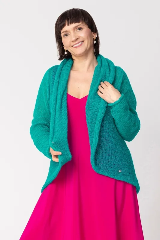 Lekki sweter wełniany damski Reneta Ciemny Turkus — You by Tokarska