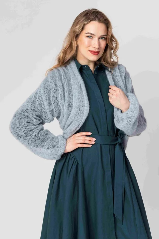 Lekki kardigan wełniany damski Klara Jasny niebieski — You by Tokarska