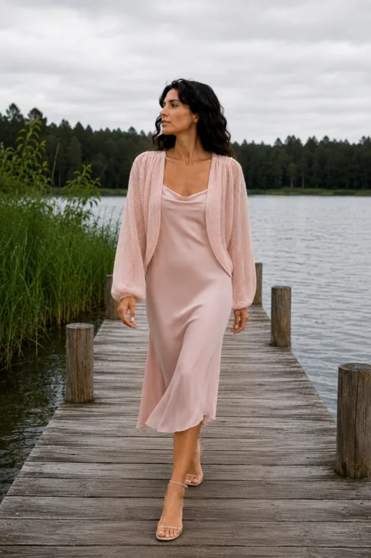 Lekki kardigan wełniany damski Klara Jasny róż — You by Tokarska