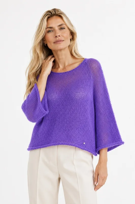 Sweter z szerokimi rękawami 3/4 Oliwia Ciemny fiolet — You by Tokarska