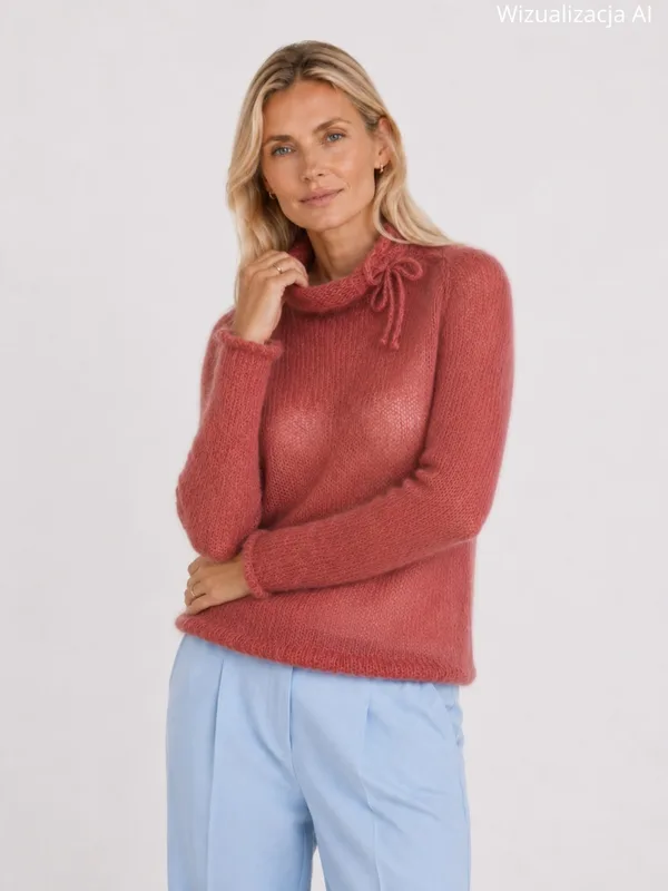Sweter z golfem z wełny alpaki Helena Brudny róż — You by Tokarska