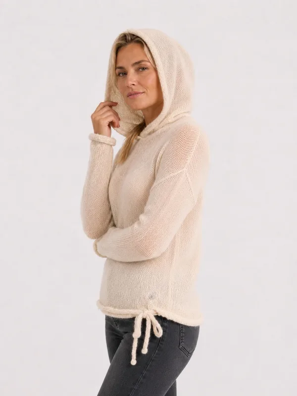 Sweter wełniany z kapturem i ściągaczem Beżowy — You by Tokarska