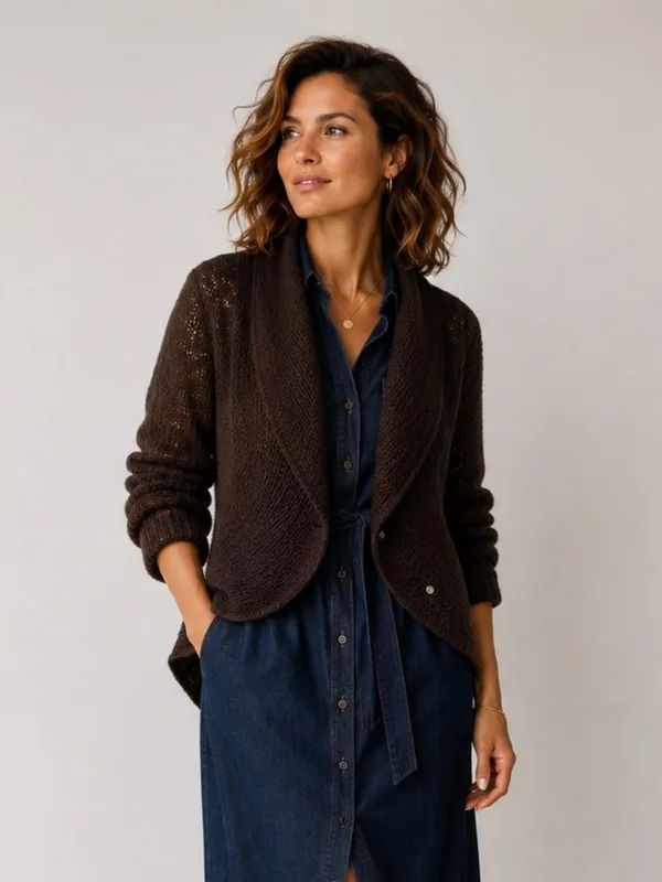 Lekki sweter wełniany damski Reneta Czekoladowy — You by Tokarska