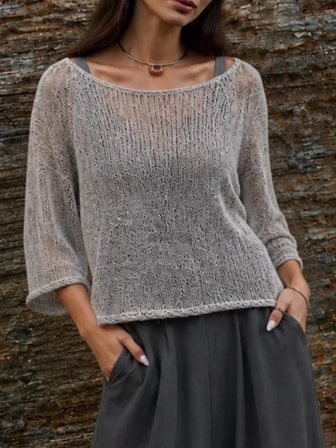 Sweter z szerokimi rękawami 3/4 Oliwia Szary — You by Tokarska