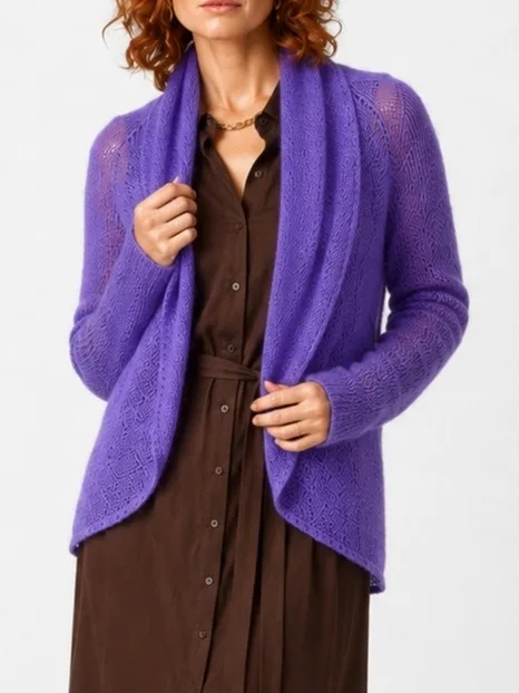 Lekki sweter wełniany damski Reneta fiolet — You by Tokarska