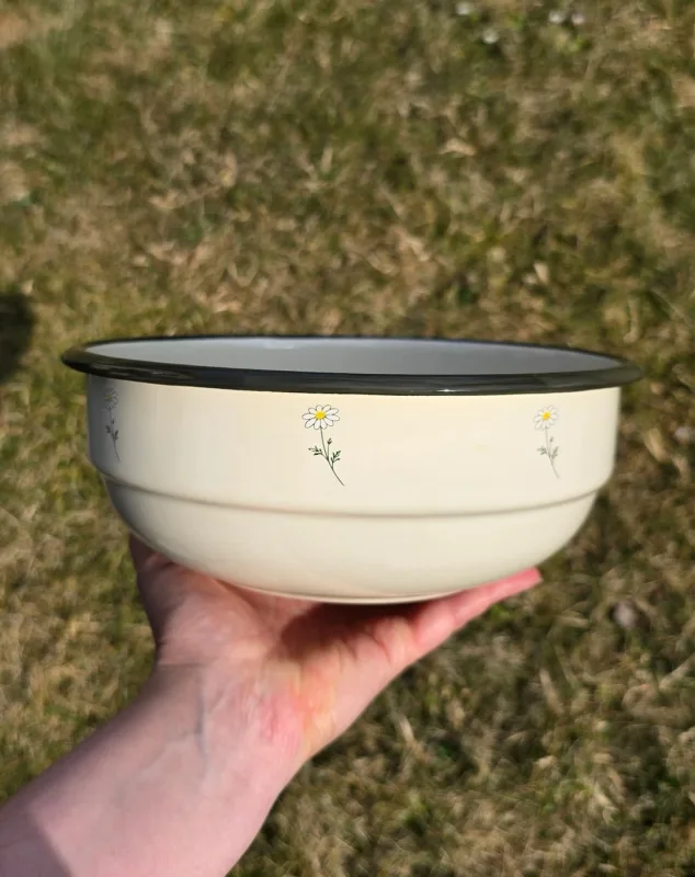 Miska Emaliowana ◦ średnia ◦ 20 cm ◦ Rumianki ◦ — ZACHWYT