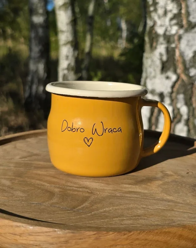Kubek Emaliowany „ Dobro Wraca ” — ZACHWYT